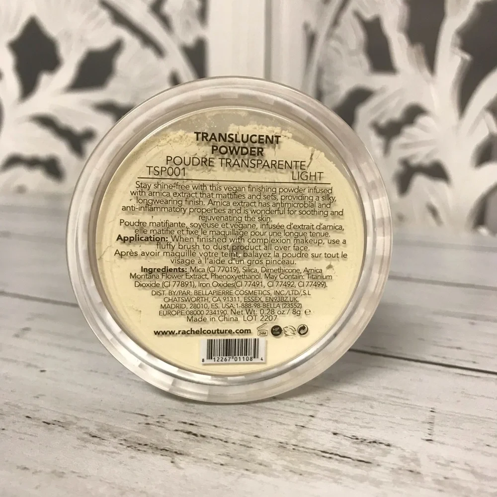 Rachel Couture Translucent Makeup Setting Powder in Light Shade, Vegan Powder